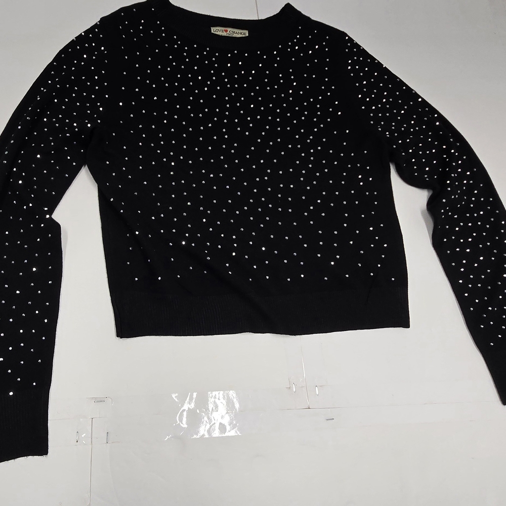 Black Sweater with Silver Rihnstones